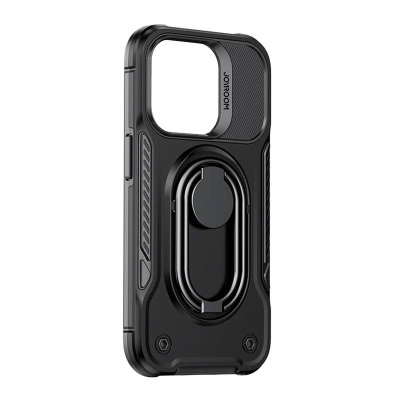 Mbrojtëse telefoni Joyroom Dual Hinge për iPhone 14 Plus, me unazë rrotulluese, e zezë