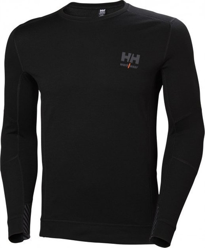 Bluzë termike Helly Hansen Lifa Merino Crewneck, lesh merino, e zezë