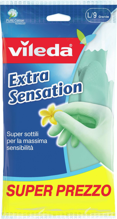 Doreza për punë n'shpi Vileda Extra Sensation L, latex, të verdha
