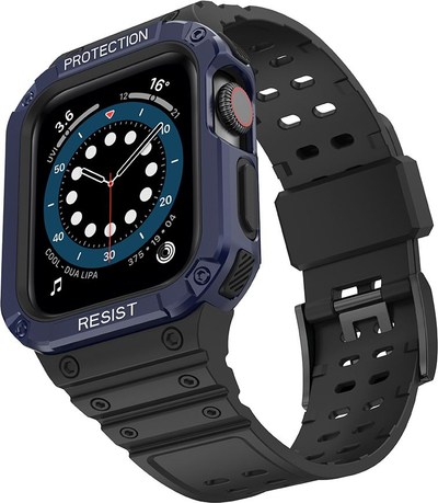 Rrip me kapak mbrojtës për Apple Watch 40/41mm, TPU, sportiv, blu me të zezë