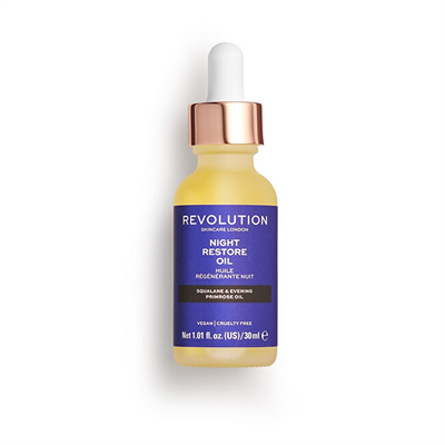 Serum/vaj hidratues i natës për lëkurë Revolution Skincare Skincare Night Restore Oil, 30 ml
