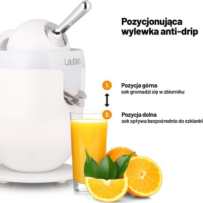 Shtrydhëse agrumesh me rrymë Lauben Electric Citrus Juicer 110WT, 110 W, 1.7 L, e bardhë