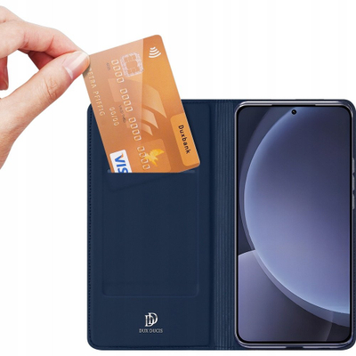 Kалеф за телефон DUX DUCIS Skin Pro Series за Samsung Galaxy S25 Plus, со џеб за картичка, со функција држач, сина боја
