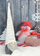 Dekor gnom Saska Christmas, me kapelë t’gjatë t'bardhë me dritë LED, 42 cm