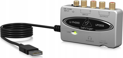 Audio interface Behringer U-PHONO UFO202, USB, 48 kHz, argjendtë
