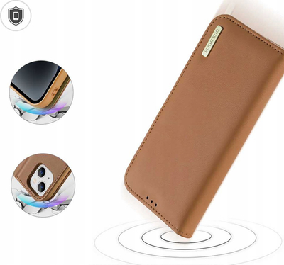 Mbulesë telefoni DUX DUCIS Hivo për iPhone 15 Plus, lëkurë, RFID, kafe