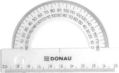 Raportor DONAU 10cm, 180°, plastik, transparent