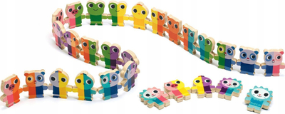 Lojë domino prej druri Djeco Domino Up, 28 copë, me ngjyra