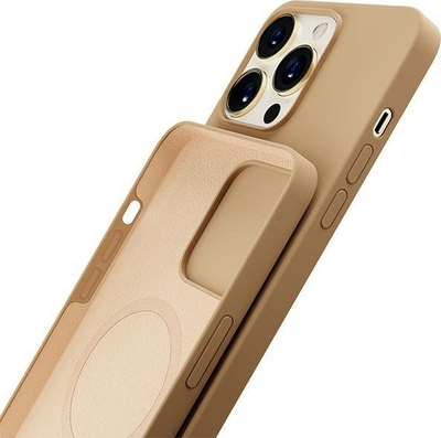 Futrollë 3mk Hardy për iPhone 14 Pro Max, silikoni, MagSafe, gold