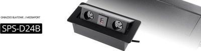 Prizë tavoline Spacetronik ERGOLINE SPS-D24B, 2x 230V, 2x USB, e zezë