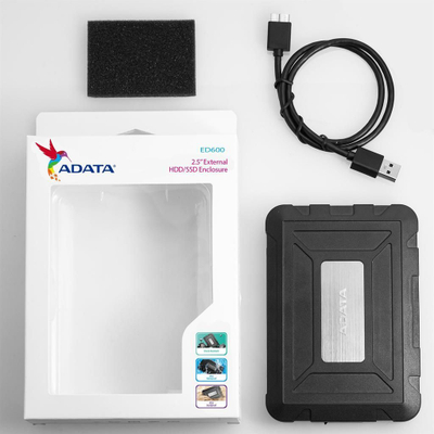 Mbështjellës për disk SDD ADATA ED600 USB3.1 (AED600U31-CBK), 2.5 inç, e zezë