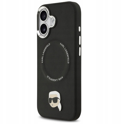Mbulesë telefoni Karl Lagerfeld Leather MagSafe, për iPhone 17, lëkurë, e zezë