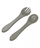 Set lugë dhe pirun silikoni Baby, ergonomik, 100% silikon, gri
