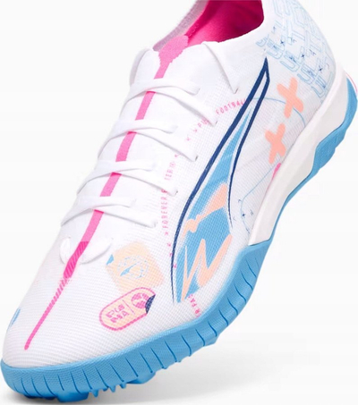 Këpucë futbolli Puma Ultra 5 Match TT, turf, për burra, të bardha blu rozë