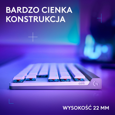 Tastierë gaming Logitech G515 LIGHTSPEED TKL, wireless, mekanike low profile, e bardhë