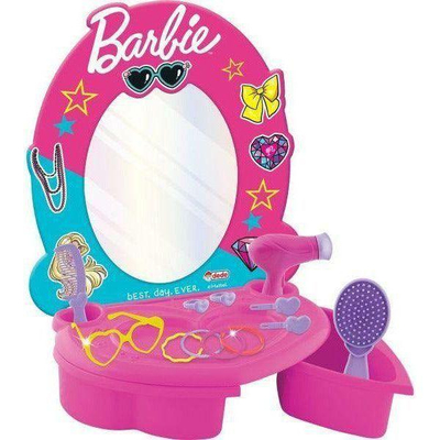 Tavolinë bukurie lodër Dede Barbie 3509, 16 pjesë, rozë