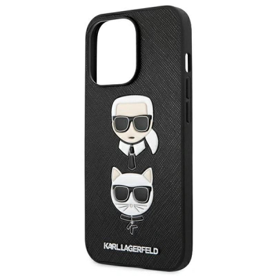 Mbulesë telefoni Karl Lagerfeld PU Saffiano Karl dhe Choupette, për iPhone 13 Pro, e zezë
