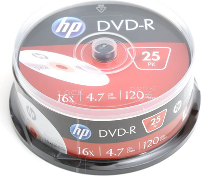 Set disqesh HP DVD-R 4.7 GB 16x, 25 copë
