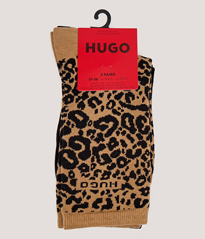 Çorape për femra HUGO BOSS 2 PACK, të zeza/ kafe