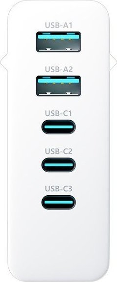 Karikues muri 3MK Car Mobile Phone Charger, 140W, 3x USB C 2x USB, i bardhë