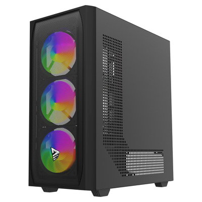 Kuti kompjuteri Savio Noctis Flow X1 RGB, ATX, 4 ventilatorë RGB, e zezë