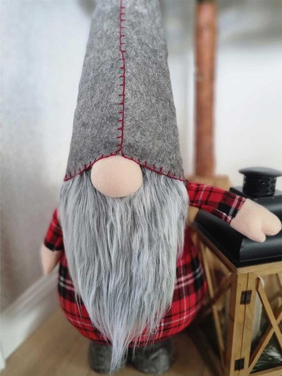 Dekor Krishtlindjesh Saska Christmas Gnome Standing, 95cm, qëndron në këmbë, gri kuqe