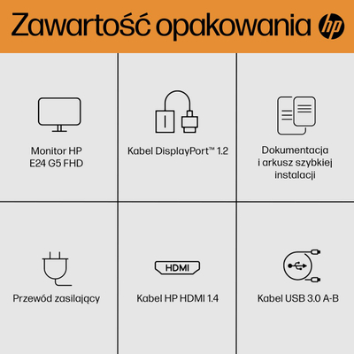 Monitor HP E-Series E24, 23.8", 1920 x 1080, Full HD, 75 Hz, i hirtë