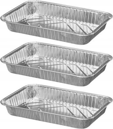 Tavë alumini Mustang Grill Tray, 31×21 cm, set me 3 copë, ngjyrë argjendtë