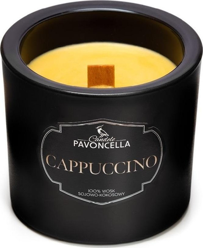 Qiri soje Pavoncella Cappuccino Black, 170g, me fitil druri