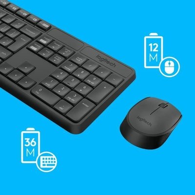 Set tastierë dhe mi Logitech MK235, wireless, rezistent ndaj derdhjeve, gri