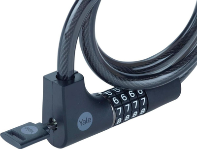 Bravë kabllo biçiklete Yale Essential Security, me kod edhe me çelës, 12mm 100cm, e zezë