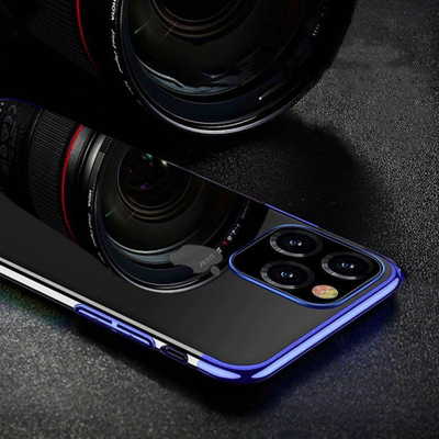 Mbrojtëse telefoni Hurtel Clear Color për Xiaomi Redmi Note 11 Pro 5G, xhel transparente, me kornizë metalike blu