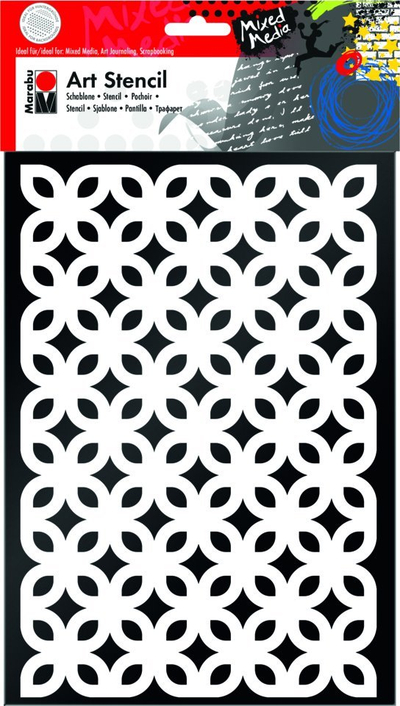 Shabllon arti Marabu Motif Stencil Retro Flowers, A4, transparent