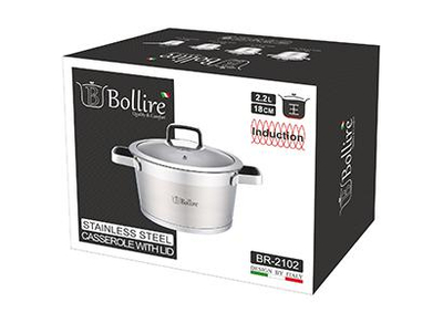Tengë Bollire BR-2102, 2.2L, çelik inox, për induksion, argjendtë