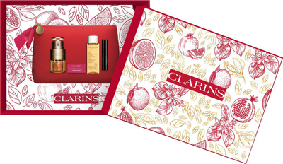 Set dhurate Clarins Double Serum Eye, serum për sy kundër rrudhave, vaj pastrimi për fytyrë, i kuq
