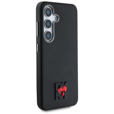 Mbrojtëse telefoni DKNY Leather Heart of NY për Samsung Galaxy S25, lëkurë eko, e zezë