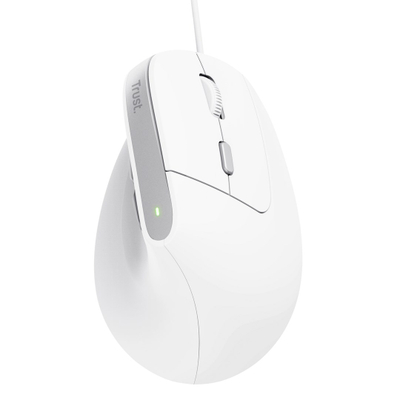Maus ergonomik Trust Bayo II, me kabllo, 2400 DPI, i bardhë