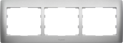 Kornizë për prizë Legrand Soft 771303, 3 vende, metalike, argjendi