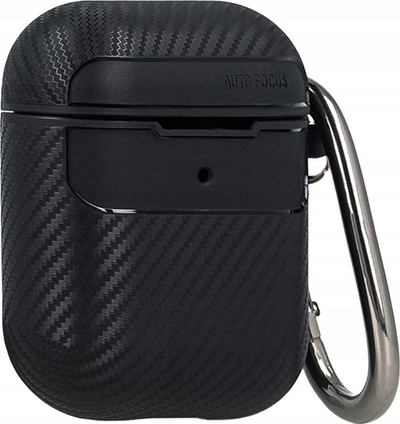 Mbulesë kufjesh OEM Carbon për AirPods Pro, karabinë metalike, model karboni, e zezë