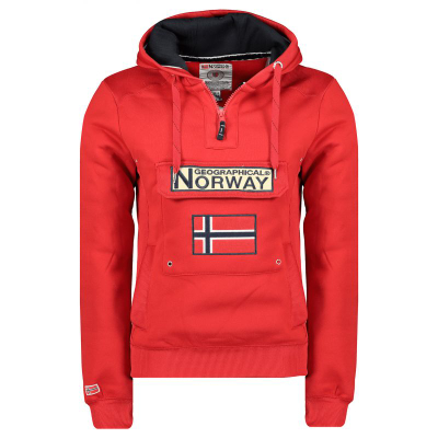 Дуксер со капче Geographical Norway Gymclass DB 054, памук, црвен
