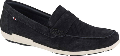 Mokasina burrash Rieker M 09050-14, lëkurë, shollë gome, blu navy