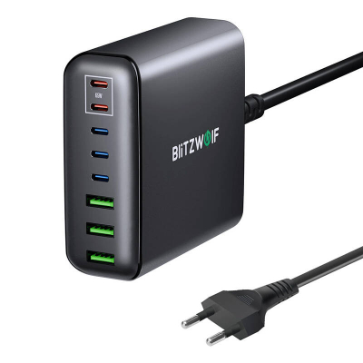 Karikues rrjeti Blitzwolf BW-S26, 250W, USB-A USB-C, i zi