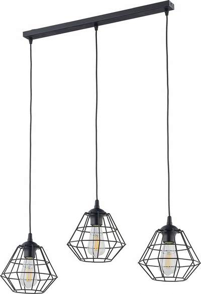 Lampë varëse TK Lighting Diamond 6203, me 3 llampa, E27, e zezë