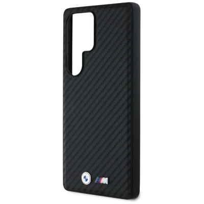Kopertinë telefoni BMW Leather Carbon për Samsung Galaxy S25 Ultra, MagSafe, e zezë