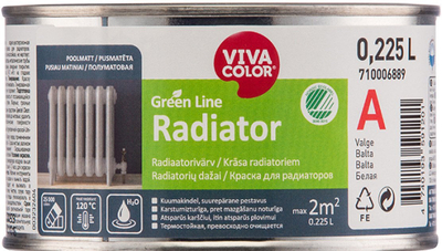 Bojë radiatorësh VivaColor Green Line Radiator A, akrilike ujore, gjysmë mat, 0.225L, e bardhë