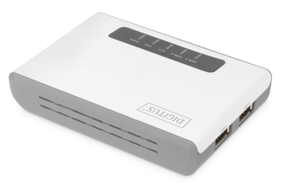 Print server Digitus DN-13024, 2x USB 2.0, 300 Mb/s, i bardhë gri