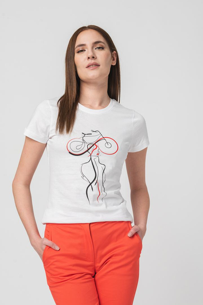 Bluzë T shirt casual për femra Lady With, madhësia L, e bardhë