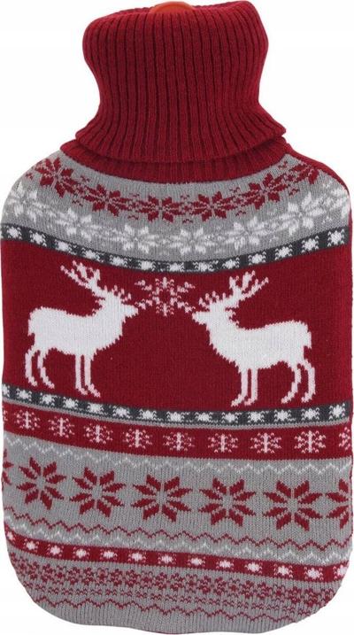 Shishe uji e ngrohtë Home Styling, 1.75L, me këllëf nordik akrilik, e kuqe