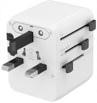Përshtatës universal udhëtimi Gembird, 20W, 2x USB, USB C, i bardhë