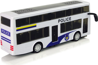 Lodër autobus policie Double Decker, me tërheqje, dritë edhe zë, i bardhë